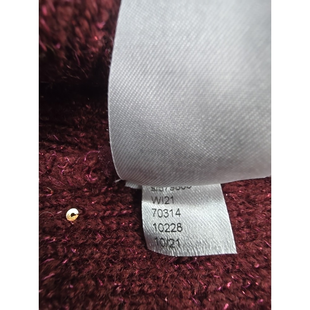 Loft Womens Pleated Sleeve Sweater Top Size: L‎ Burgundy/gold Shimmer - Picture 9 of 11